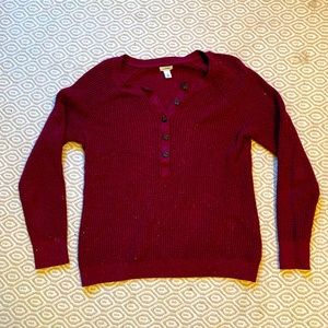 L. L. Bean Henley Sweater Warm Burgundy